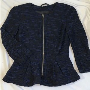 H&M peplum blue and black top